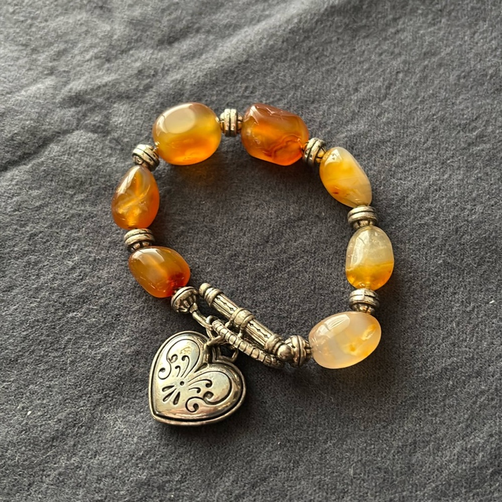 Brighton toggle bracelet with amber colored stones with classic Brighton heart